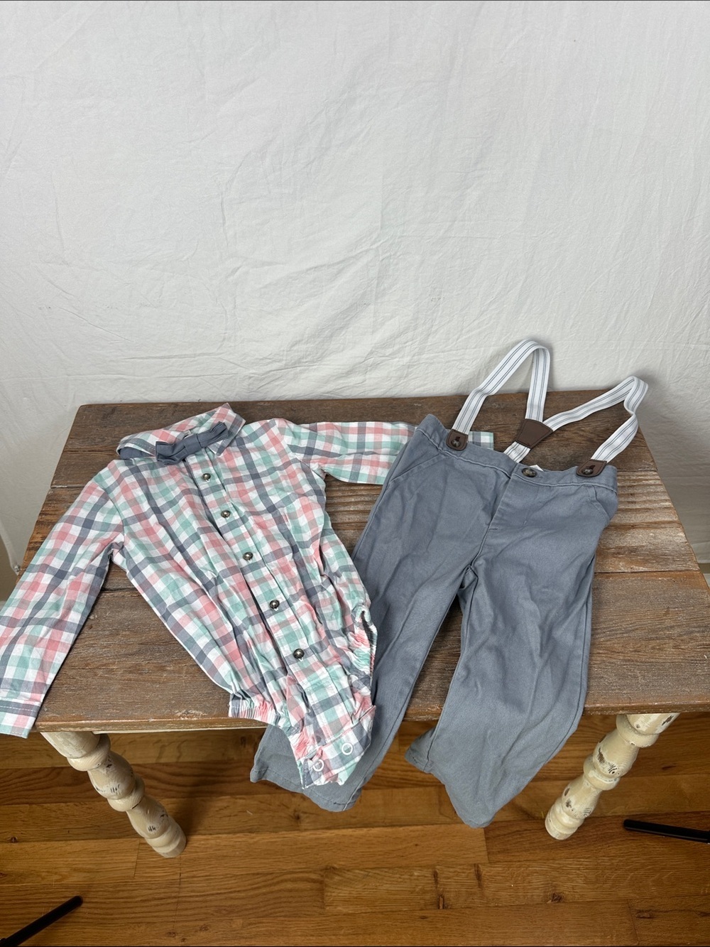 Carter's Plaid Button-Up Onesie in Pink, Mint & Gray